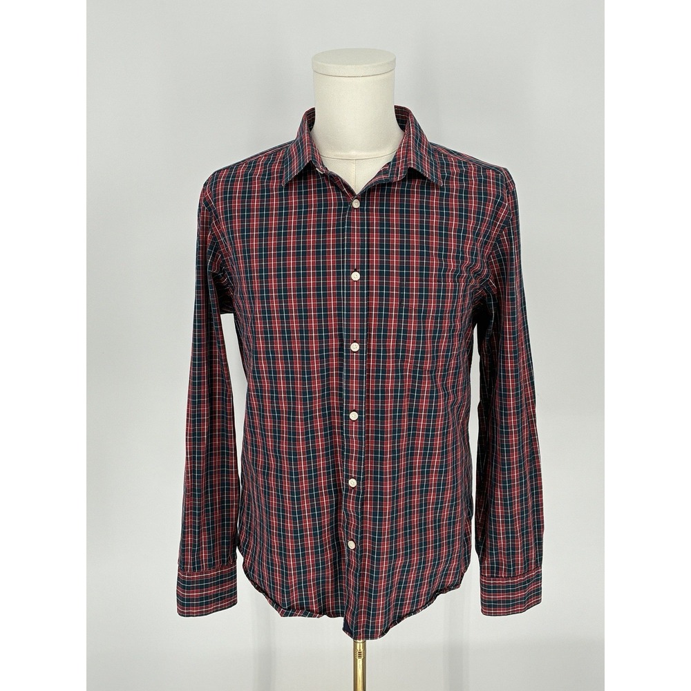 UNTUCKit Men's XL Slim Plaid Pattern Shirt Red Blue Pocket Button Up Long Sleeve